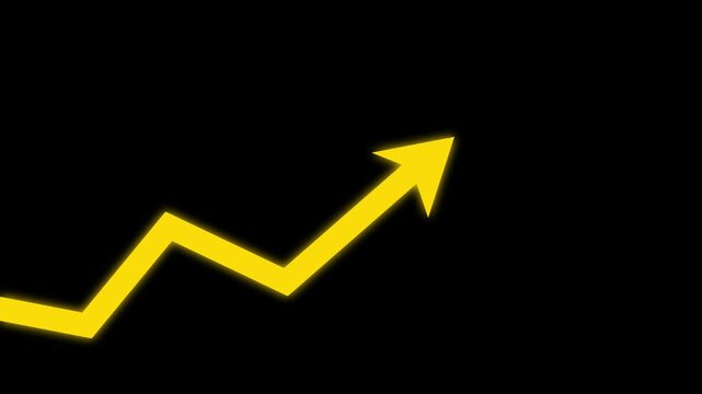 Blue zigzag upward arrow up arrow, growth upward trend increase rising graph business chart, revenue growth zigzag arrow.