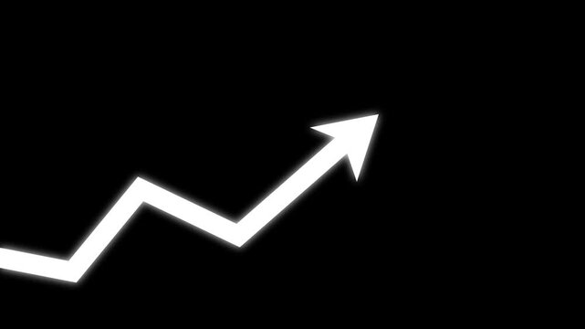 Blue zigzag upward arrow up arrow, growth upward trend increase rising graph business chart, revenue growth zigzag arrow.