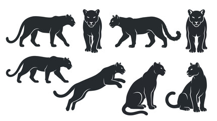 Black Panther Silhouette Icon Set © Vect