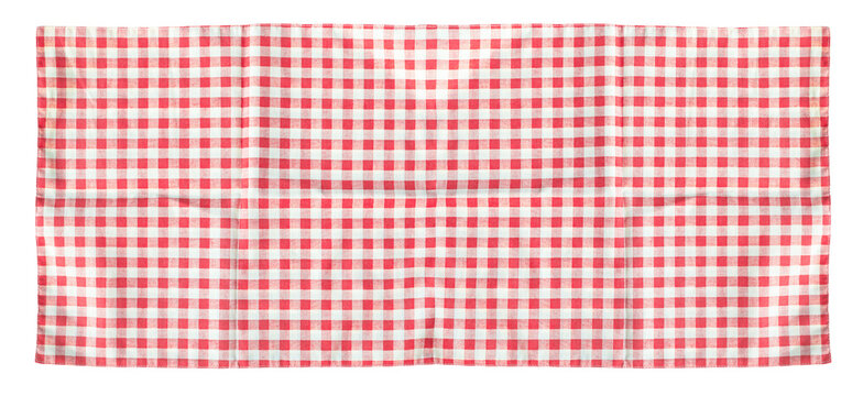 Long checkerboard pattern red and white of placemat cloth for  background.Perfect for food and drink menu