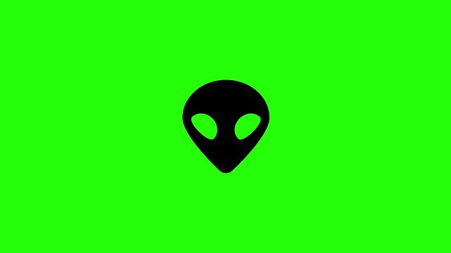 Premium 4K motion graphic of a classic extraterrestrial alien head face silhouette bouncing. Ideal asset for sci-fi space fiction video.