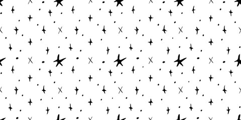 Obraz premium Star doodle pattern on a white background seamless repeating design