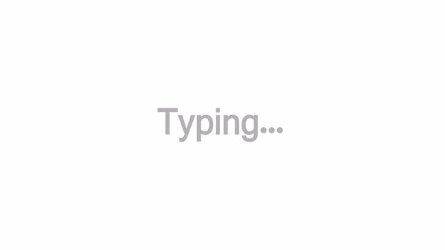 Typing text blinking animation for chat interface on transparent background in 4K with alpha channel, modern chat UI element for messaging and digital communication design