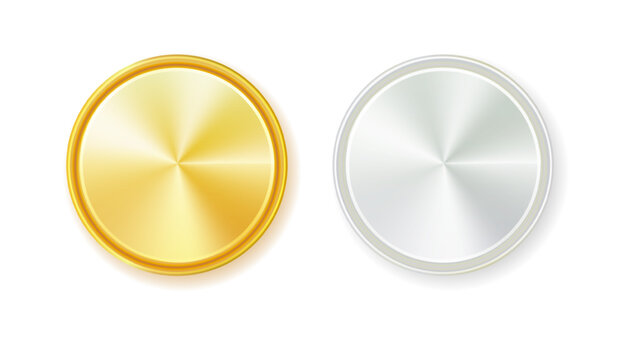 Medals logo. Round awards in gold, silver and bronze metallic colors coin. Vector