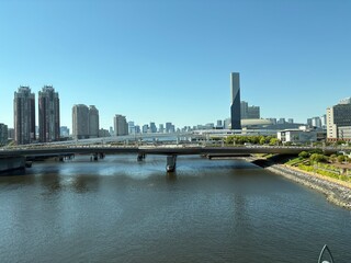 Obraz premium chicago river and bridge