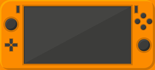 Orange handheld console with a blank screen, ideal for gaming and entertainment concepts © WinWin