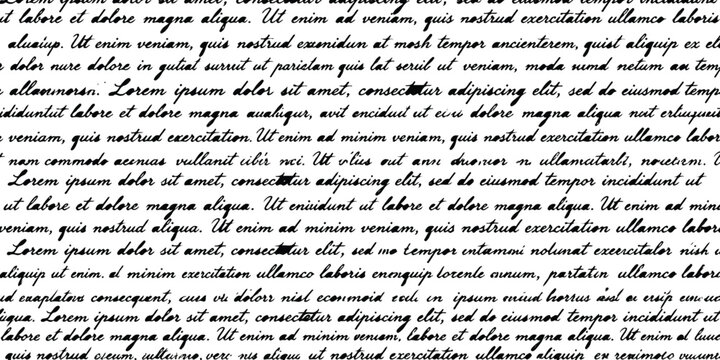 Black handwritten cursive text pattern with lorem ipsum placeholder text on a white background