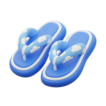 Light blue platform flip flops with cloud pattern for summer vibes