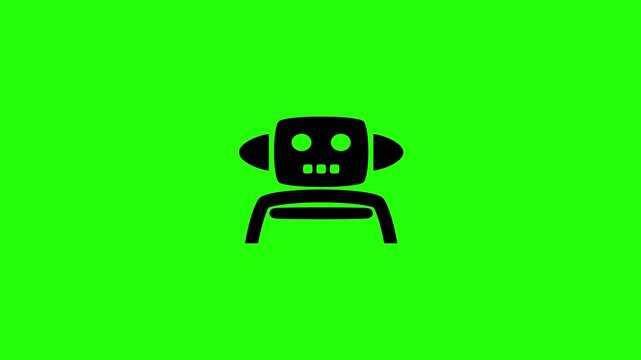 Premium 4K motion graphic of an artificial intelligence AI robot cyborg character silhouette bouncing. Ideal asset for technology video.