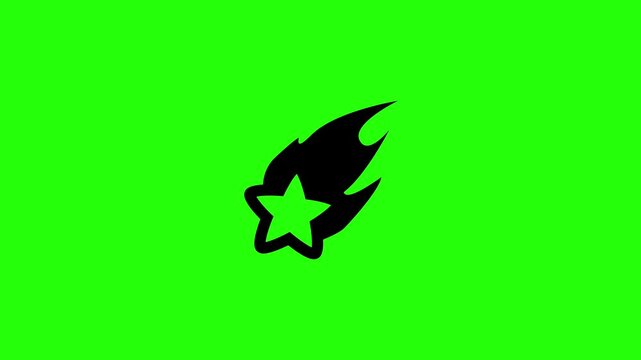 Professional 4K footage of a fast shooting star meteor comet flying with fire tail silhouette bouncing cleanly. Great astronomy night sky graphic.