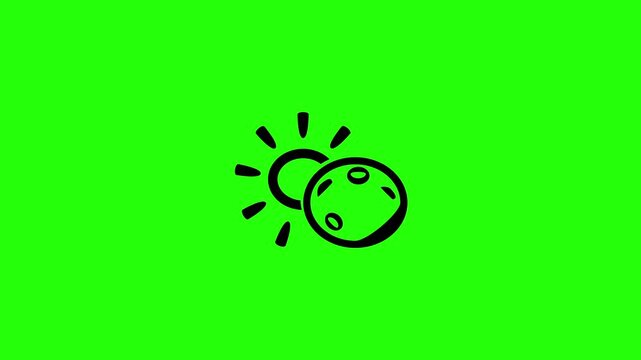 4K horizontal layout featuring a natural solar eclipse planet moon covering sun silhouette bouncing fluidly. Tactical astronomy celestial popup icon.