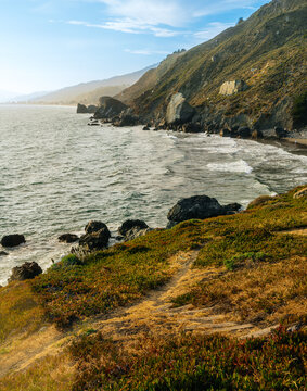 Peaceful Northern California Coast With Blue Sky