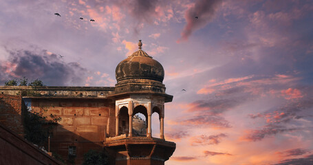 Plakat Assi Ghat. Historic Architecture at Sunset