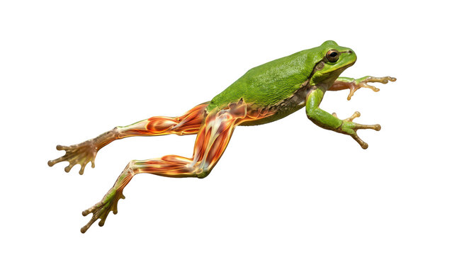 Leaping green frog nature animal photography high fidelity dynamic movement