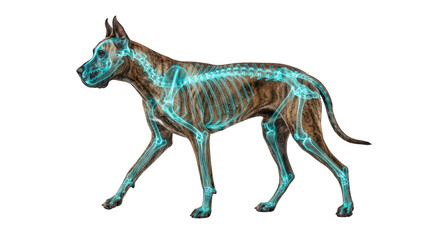 Fototapeta premium X-ray visualization of a dog's skeleton veterinary clinic 3d illustration medical environment side view anatomy concept