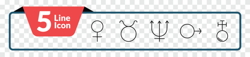 outline zodiac icons set - venus, , mars, antimony. editable vector for web and mobile ui © IconArt