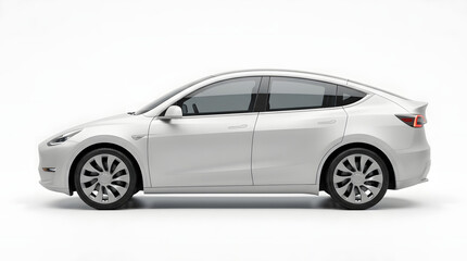 Fototapeta premium Side View of a White Sedan.