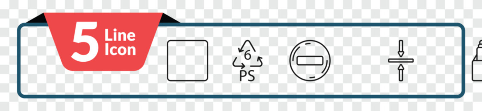 outline user interface icons set - rounded corners square, 6 ps, vertical align, office material. editable vector for web and mobile ui