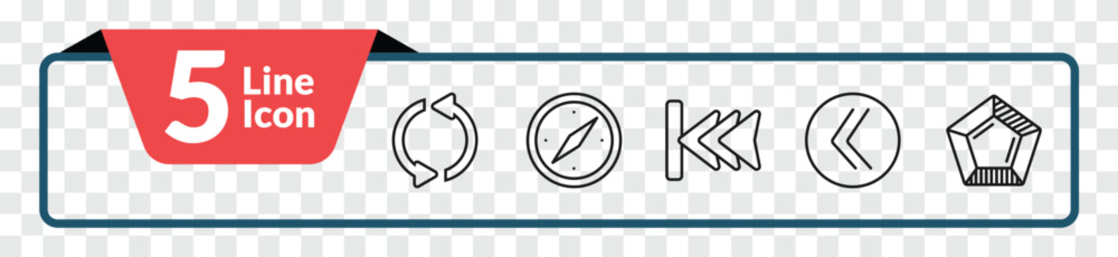 outline user interface icons set - looping arrows, navigator, double arrows, pentagonal chart. editable vector for web and mobile ui