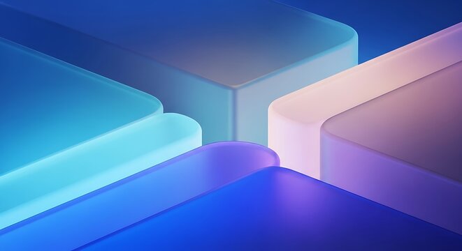 Abstract 3d background with rounded rectangular shapes in blue and purple gradients