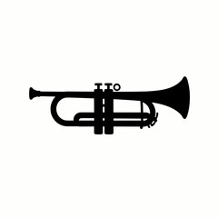 Obraz premium Black Silhouette of Trumpet on White Background