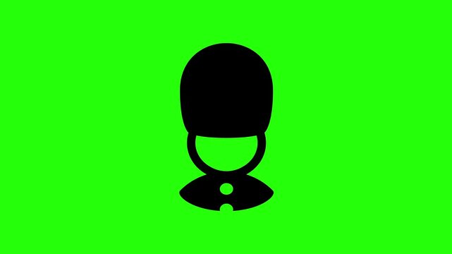 Clean 4K horizontal video showing a British royal palace guard wearing a bearskin hat silhouette bouncing. High quality United Kingdom culture asset.
