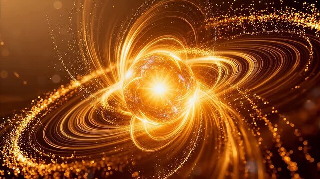 Abstract golden swirling energy sphere