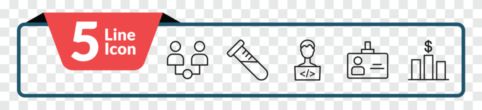 outline strategy icons set - partner, sample, visitor, business. editable vector for web and mobile ui