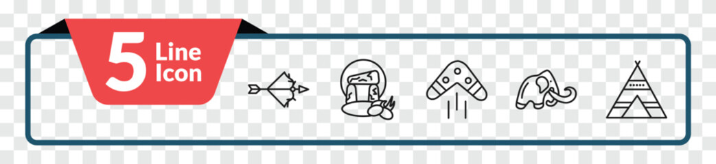 outline stone age icons set - bow, stonehenge, mammoth, tipi. editable vector for web and mobile ui © IconArt