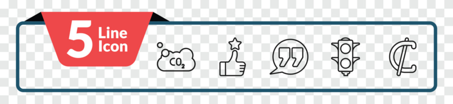 outline signs icons set - co2, superior, traffic light, is not a sub. editable vector for web and mobile ui