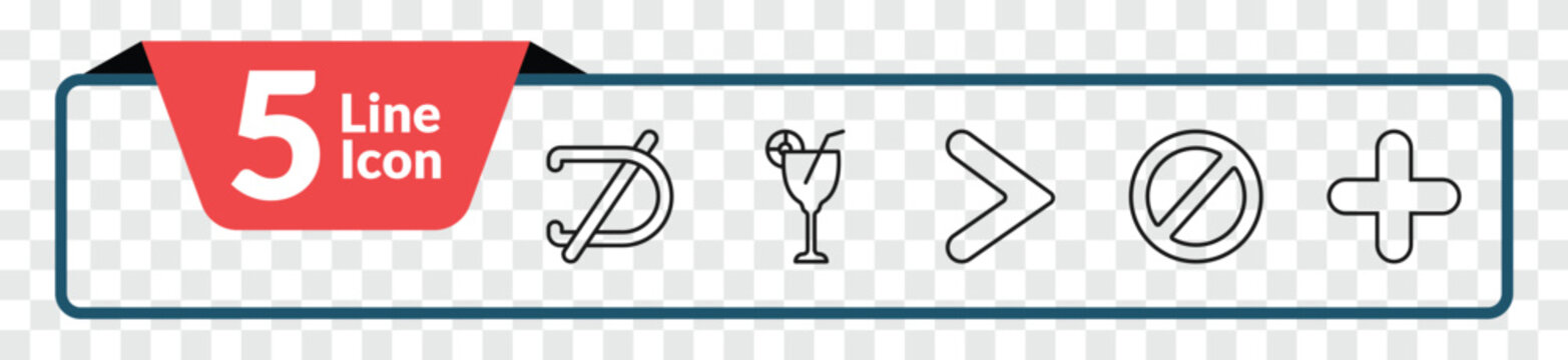 outline signs icons set - is not a sub, drinks, prohibition, addition. editable vector for web and mobile ui