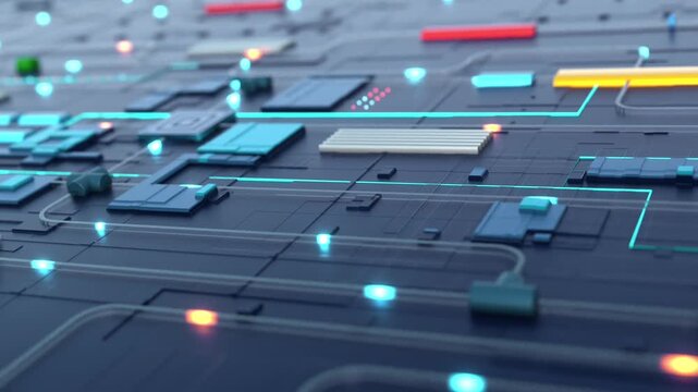 Digital connections, data bus, data processing, semiconductors, motherboard. Electronic components, digital equipment, switch board.
