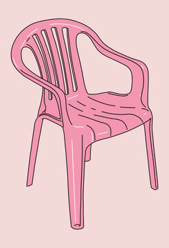 Vector Illustrator of an Isolated Pink Plastic Beach Chair on Clear Background