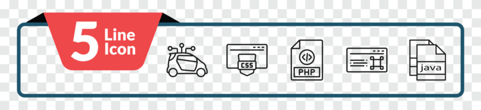 outline seo icons set - smart car, css, command, . editable vector for web and mobile ui