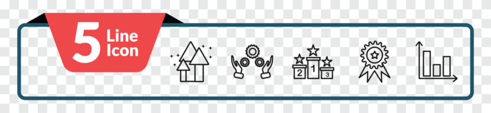 outline productivity icons set - trendy, practice, premium, bar graph. editable vector for web and mobile ui