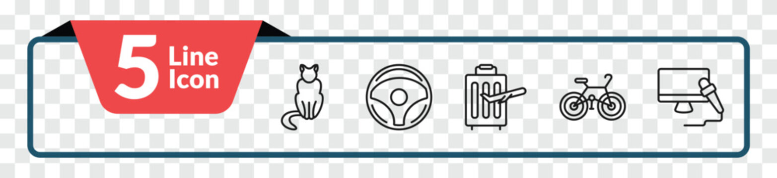 outline people skills icons set - ailurophile, chauffer, cyclist, tv correspondent. editable vector for web and mobile ui