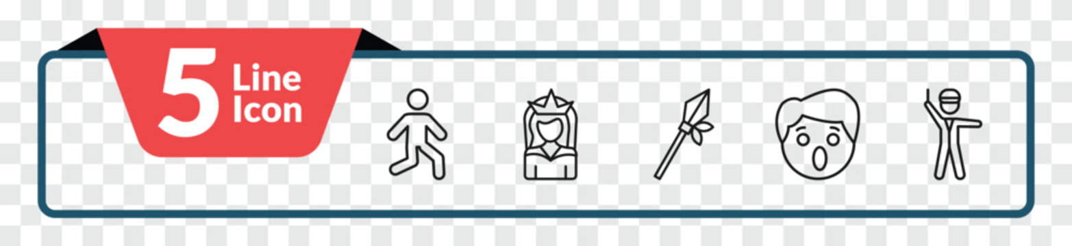outline people icons set - bast, bride avatar, surprised smile, policeman working. editable vector for web and mobile ui