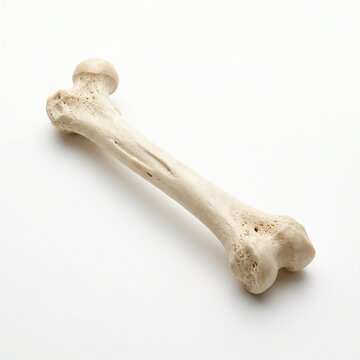 Human Femur Bone on White Studio Background