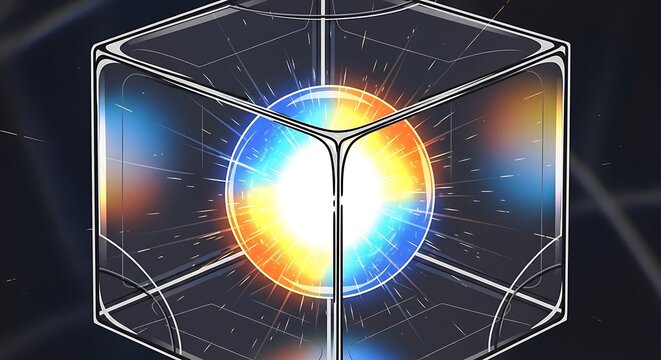 Abstract digital art of glowing cosmic energy sphere.