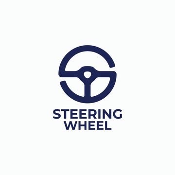 Letter S steering wheel logo design. Abstract S monogram driving wheel symbol icon logotype