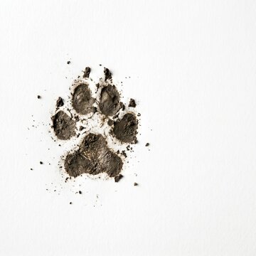 Dirty Paw Print Impression on White Background