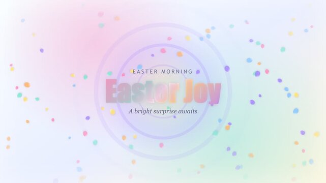 Pastel Easter Joy text background with soft falling colorful confetti