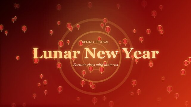 Lunar New Year greeting card animation with floating red lanterns