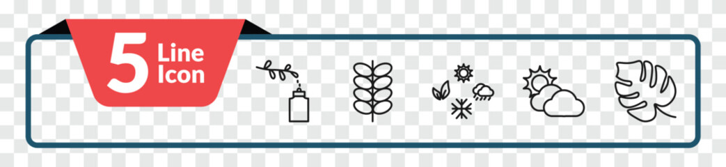 outline nature icons set - floral decorations, briar leaf, sunny protic, philodendron. editable vector for web and mobile ui © IconArt