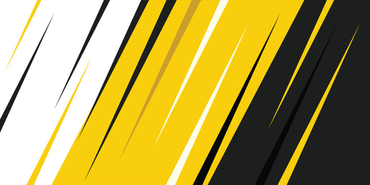 Abstract diagonal black yellow and white stripes racing background