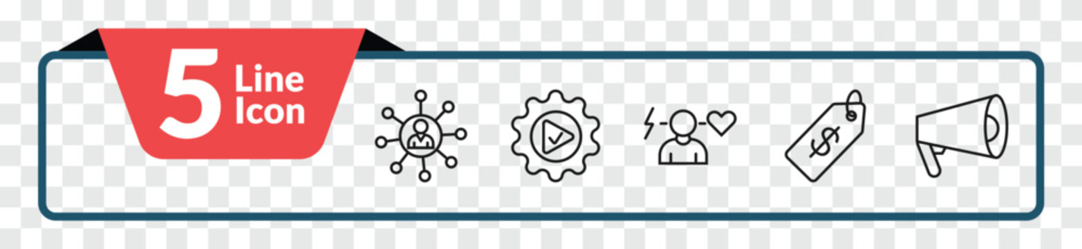 outline marketing icons set - affiliate, execution, price, promote. editable vector for web and mobile ui