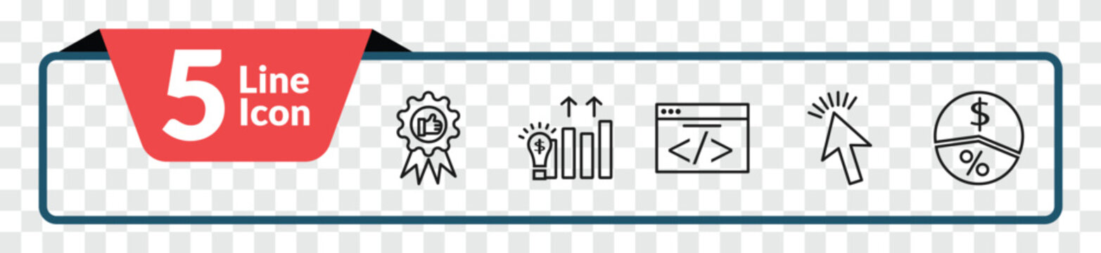 outline marketing icons set - recommendation, demand, web cursor, margin. editable vector for web and mobile ui