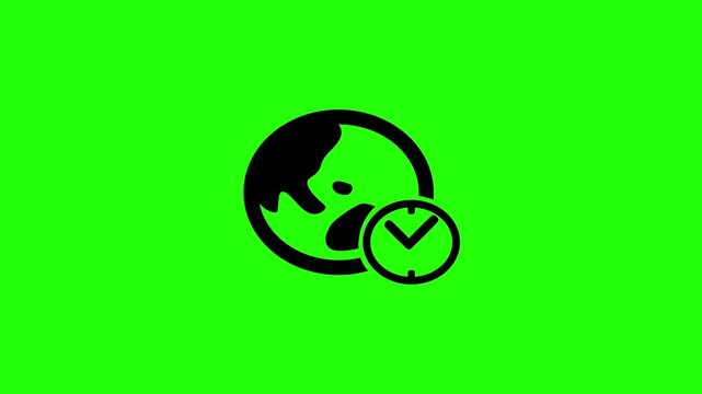 Beautiful 4K motion asset containing an Asia Australia globe world map with a time zone clock silhouette bouncing. Clean global transport graphic.