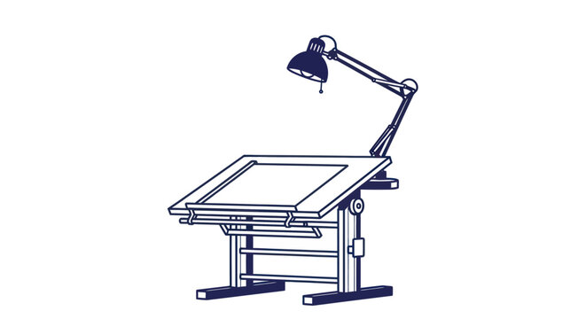 Drafting Table with Desk Lamp Vector Illustration