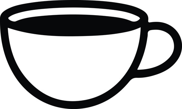 Black silhouette cup icon, filled liquid design, minimalistic hot beverage illustration, representing coffee, tea, caf&eacute; culture